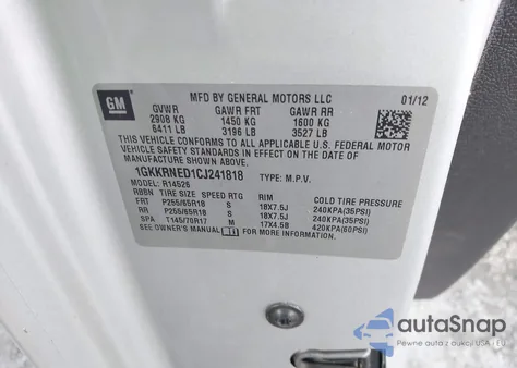 2012 GMC Acadia Sl from USA, damaged, VIN 1GKKRNED1CJ241818